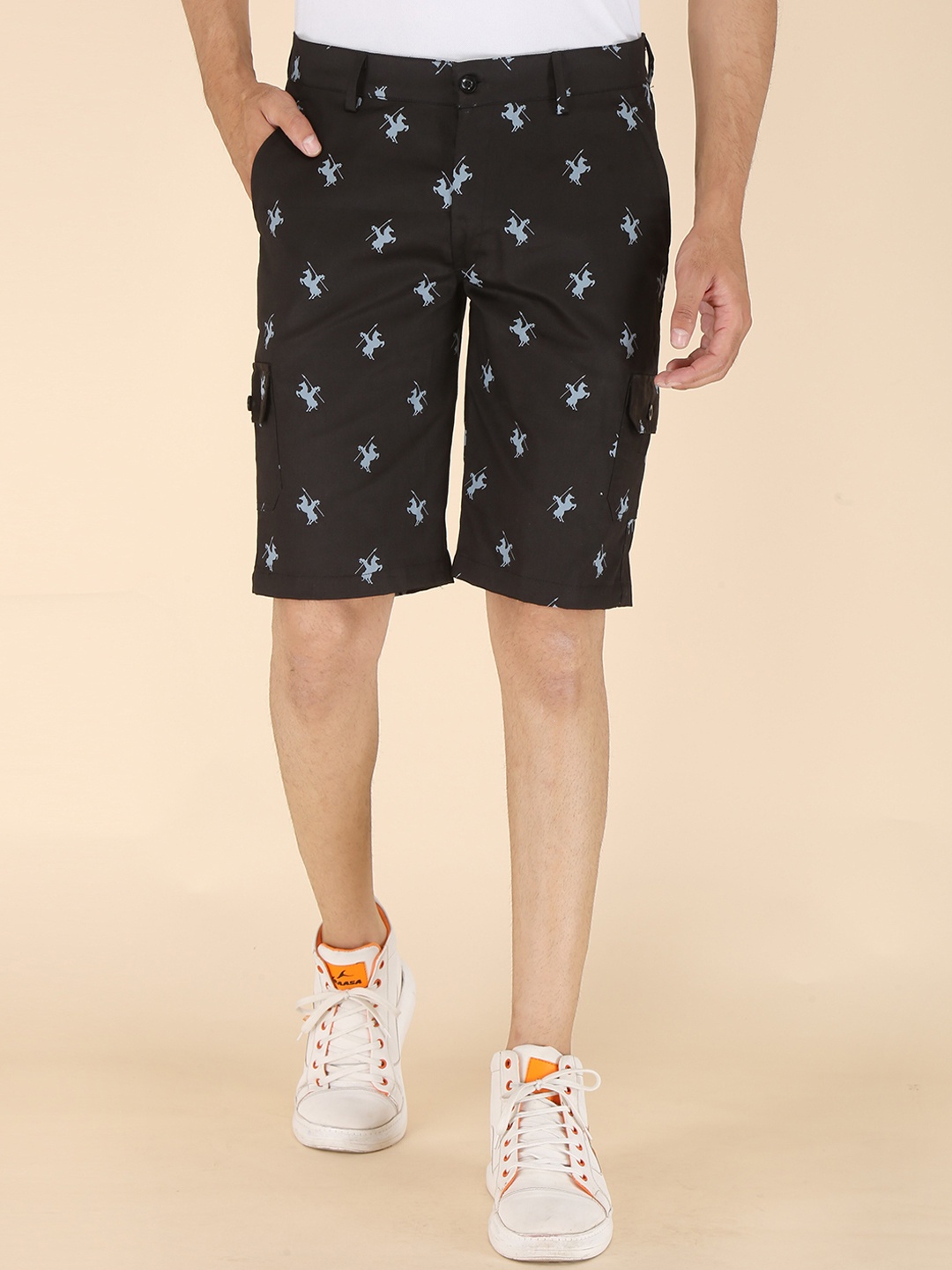 

FUBAR Men Graphic Printed Slim Fit Regular Shorts, Black
