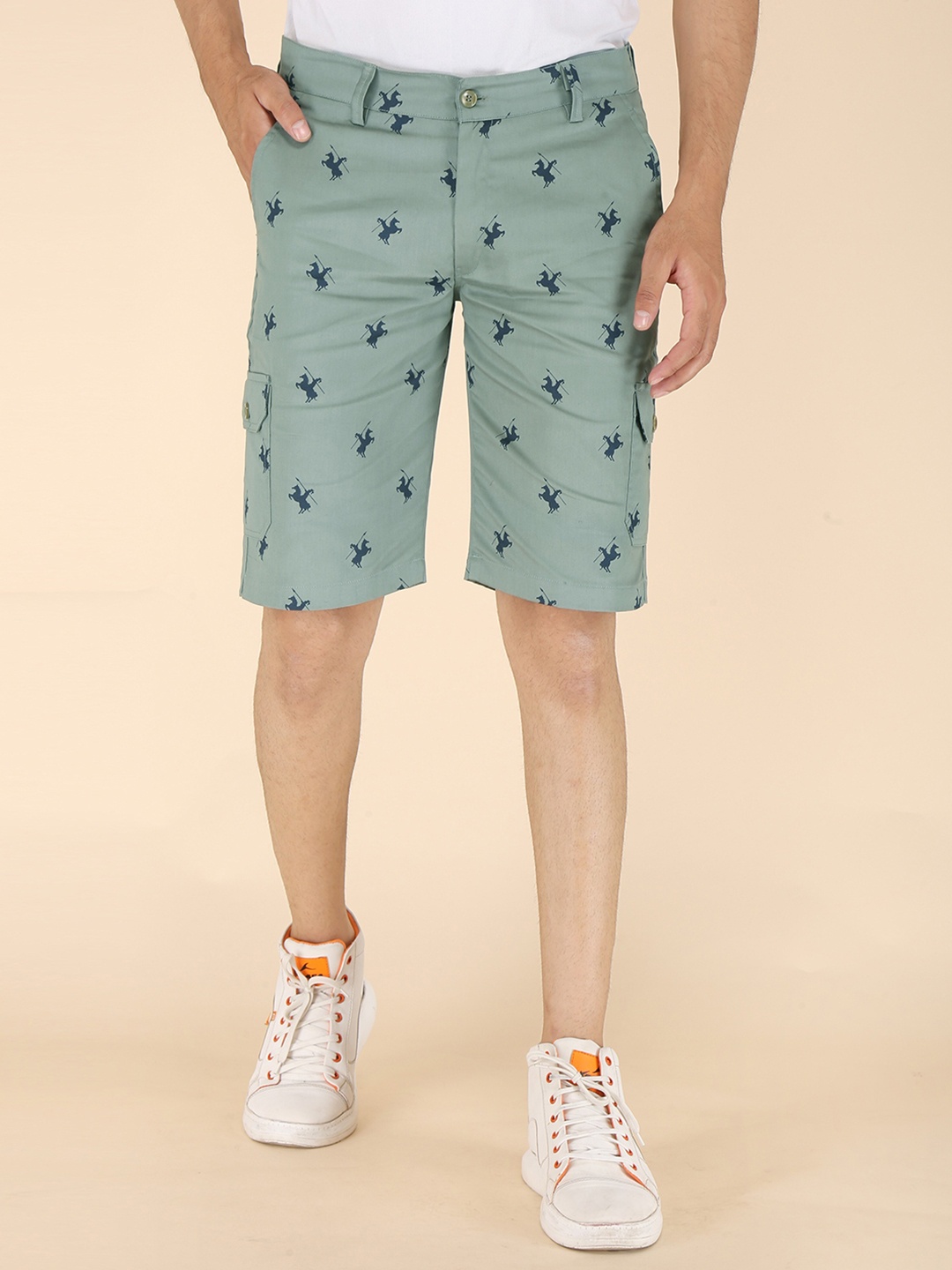 

FUBAR Men Printed Slim Fit Cargo Shorts, Sea green