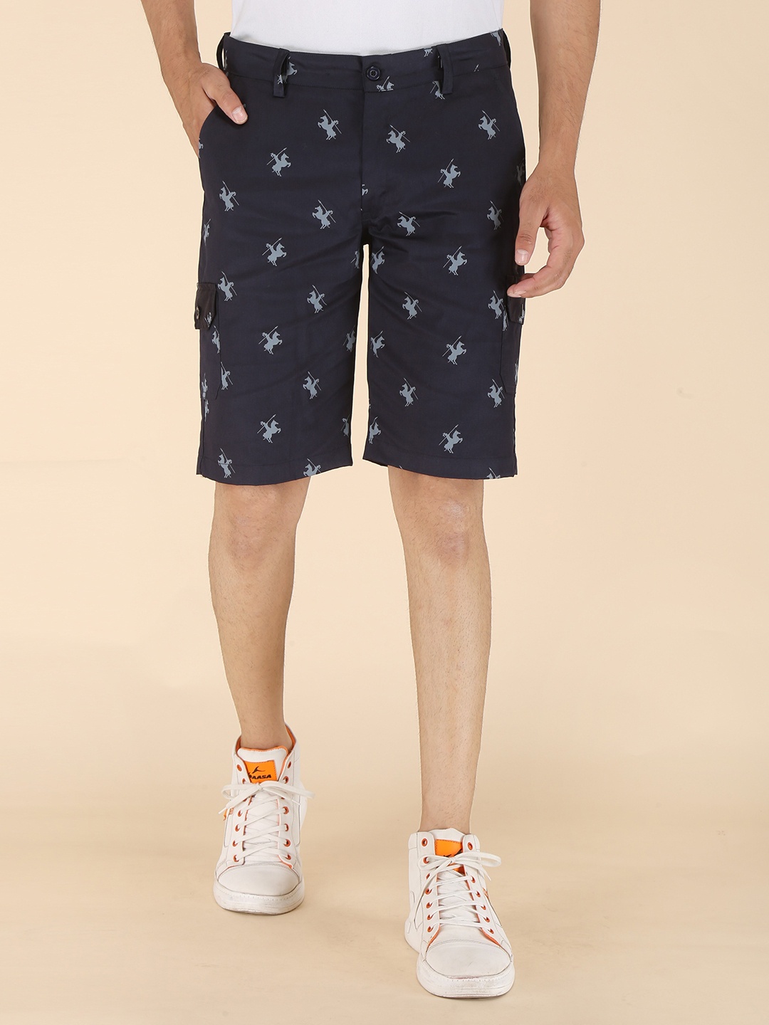 

FUBAR Men Printed Slim Fit Cargo Shorts, Blue