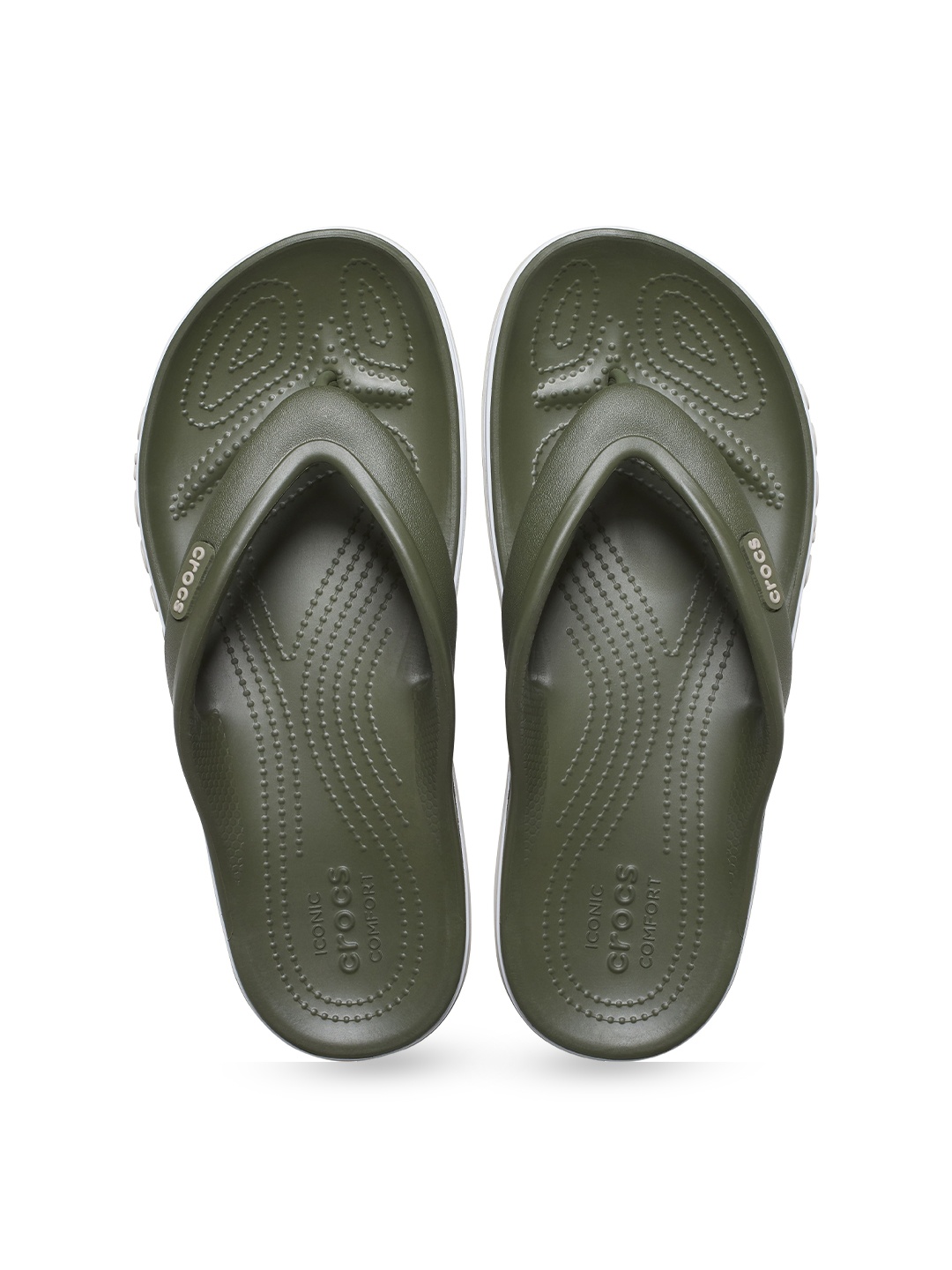 

Crocs Unisex Textured Thong Flip-Flops, Olive