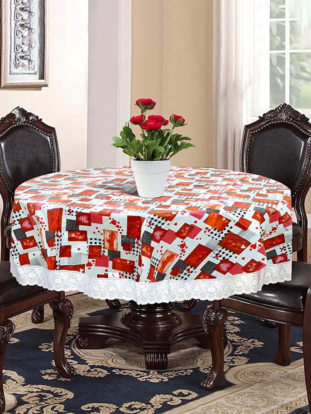 

Dakshya Industries Red Printed 6-Seater Table Cover