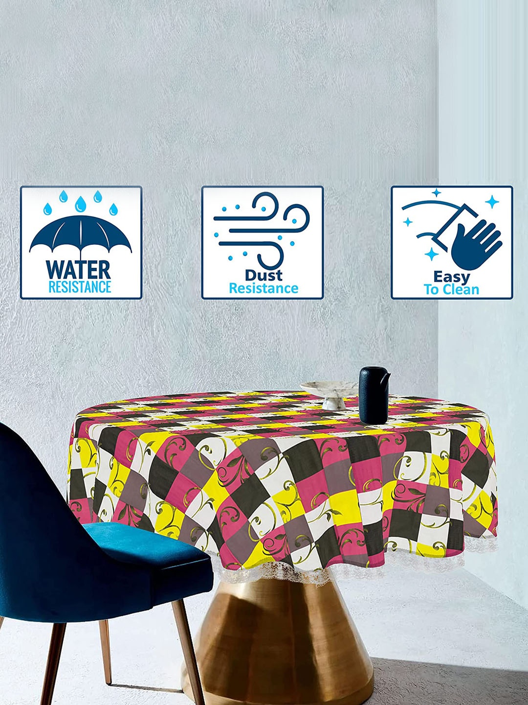 

Dakshya Industries Red & Yellow Printed PVC 6 Seater Table Cover