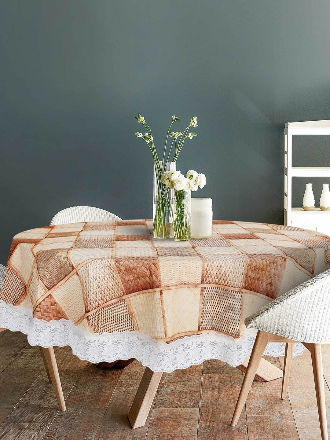 

Dakshya Industries Brown & Beige Printed PVC 6 Seater Table Cover