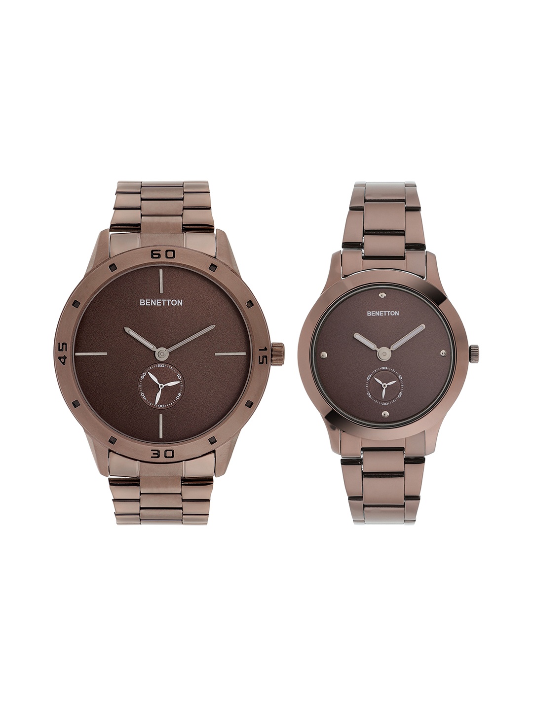 

United Colors of Benetton Bracelet Style His & Her Watch Set UWUCPR001, Brown