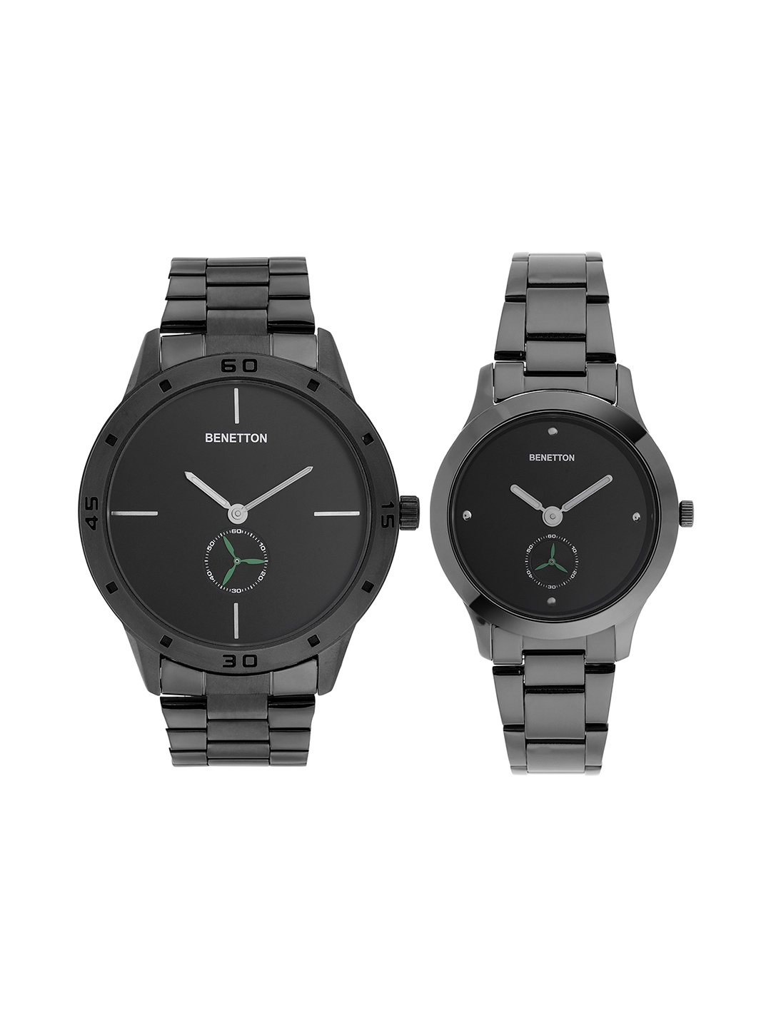

United Colors of Benetton Bracelet Style His & Her Analogue Watch Set UWUCPR002, Black
