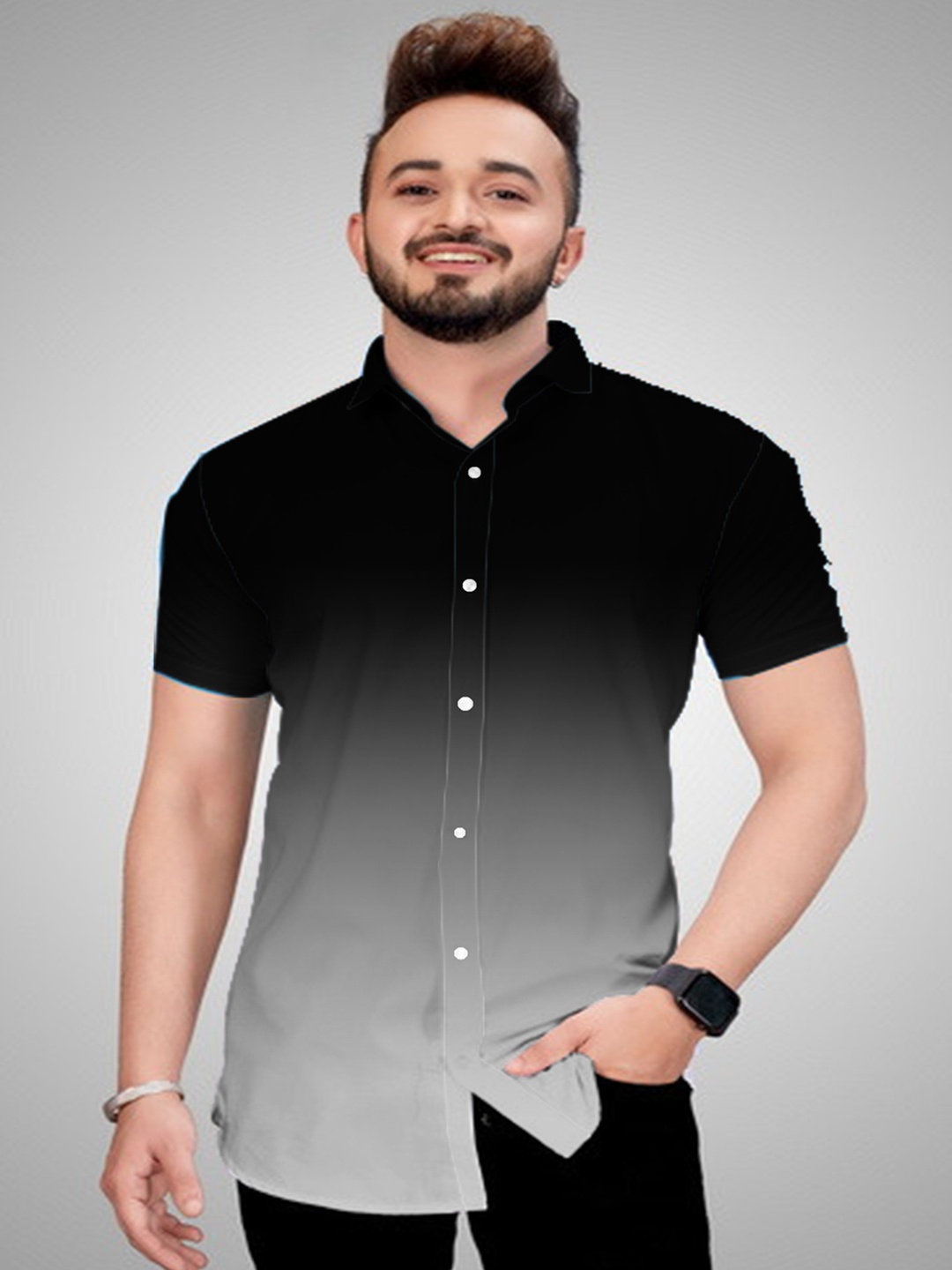 

Bought First Premium Fit Colourblocked Organic Cotton Casual Shirt, Black