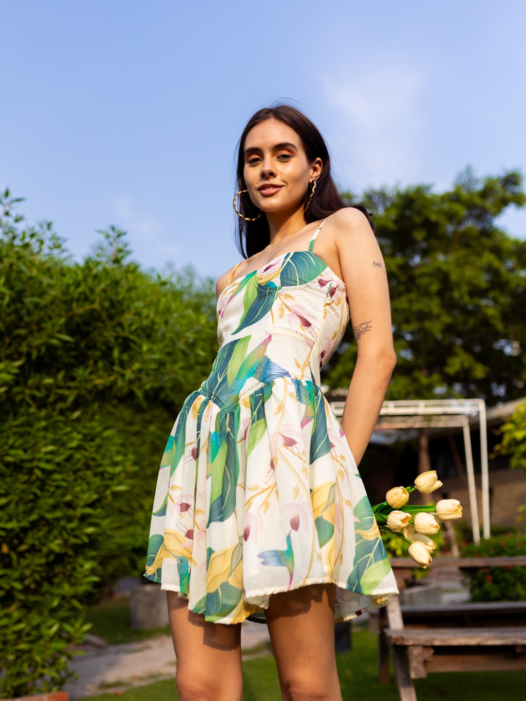 

Stylecast X Hersheinbox Tropical Print Fit & Flare Dress, Multi