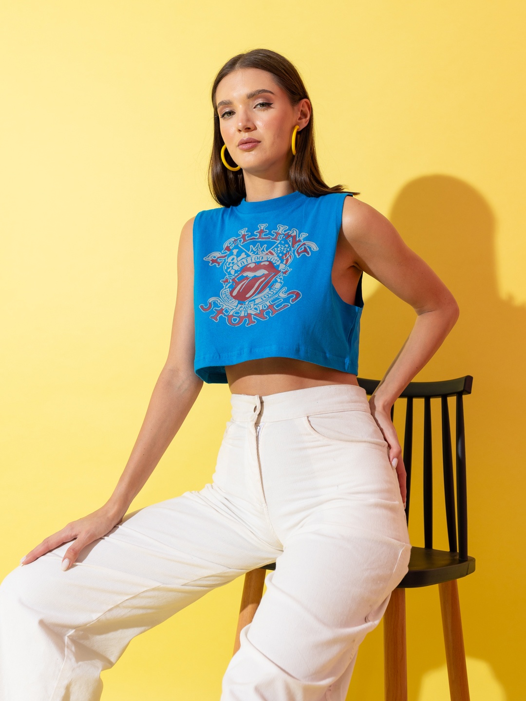 

Stylecast X Hersheinbox Graphic Printed Crop Top, Blue