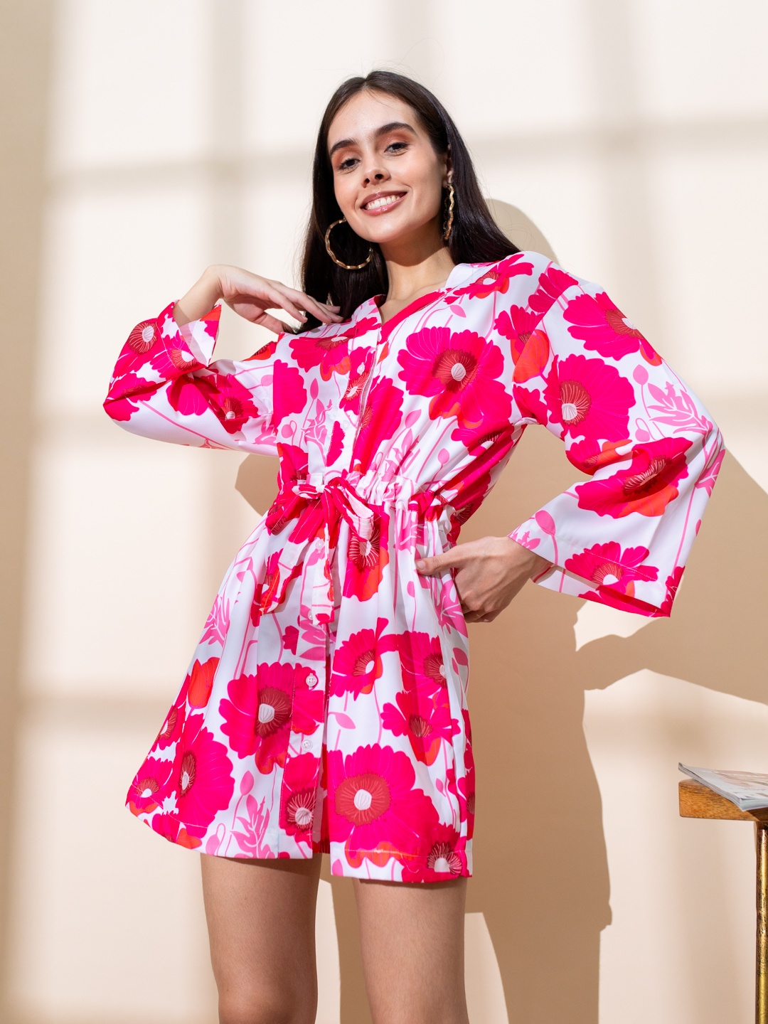 

Stylecast X Hersheinbox Floral Printed Shirt Mini Dress, Pink