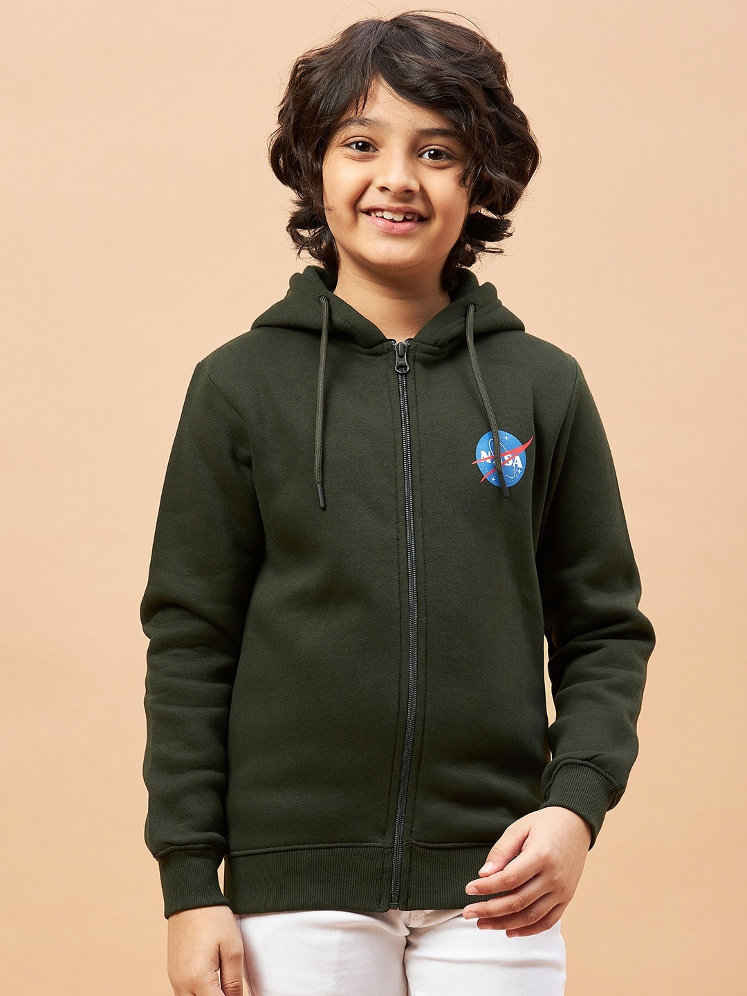 

Ben & Joe Boys Hooded Fleece Antimicrobial Front Open Sweatshirt, Olive