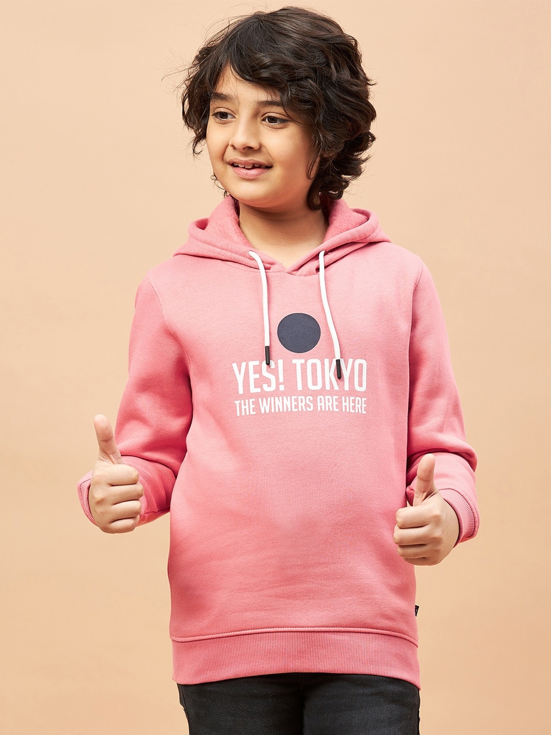 

Ben & Joe Boys Typography Printed Hooded Fleece Antimicrobial Pullover Sweatshirt, Pink