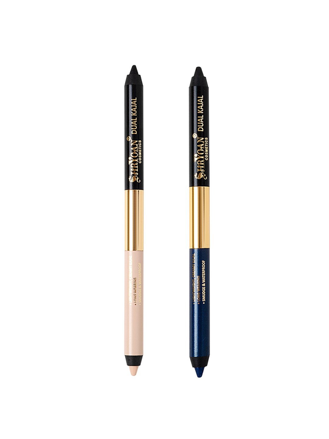 

SHRYOAN Set Of 2 Waterproof Dual Eye Kajal Pencil With Sharpener - Blue-Beige
