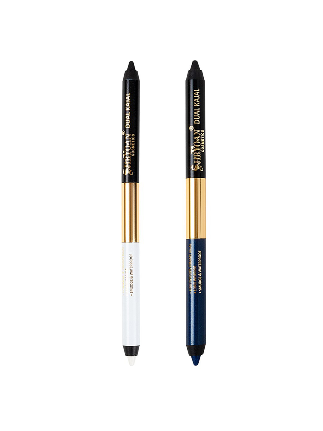 

SHRYOAN Set Of 2 Waterproof Dual Eye Kajal Pencil With Sharpener - White-Blue