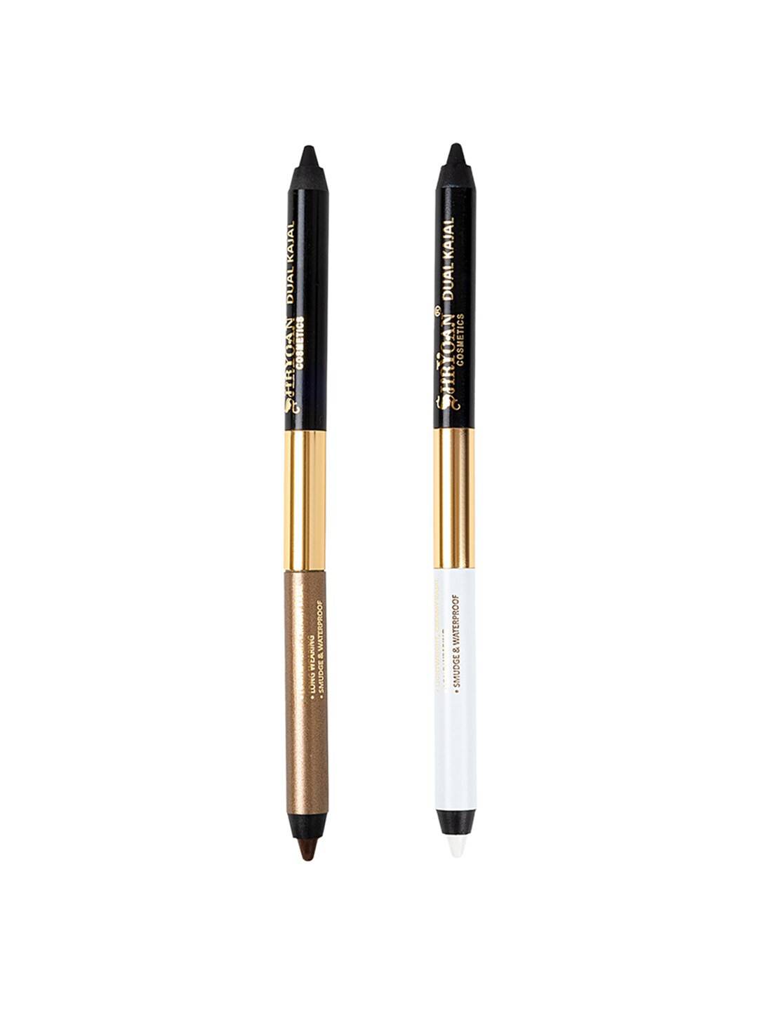 

SHRYOAN Set Of 2 Waterproof Dual Eye Kajal Pencil With Sharpener - White-Brown