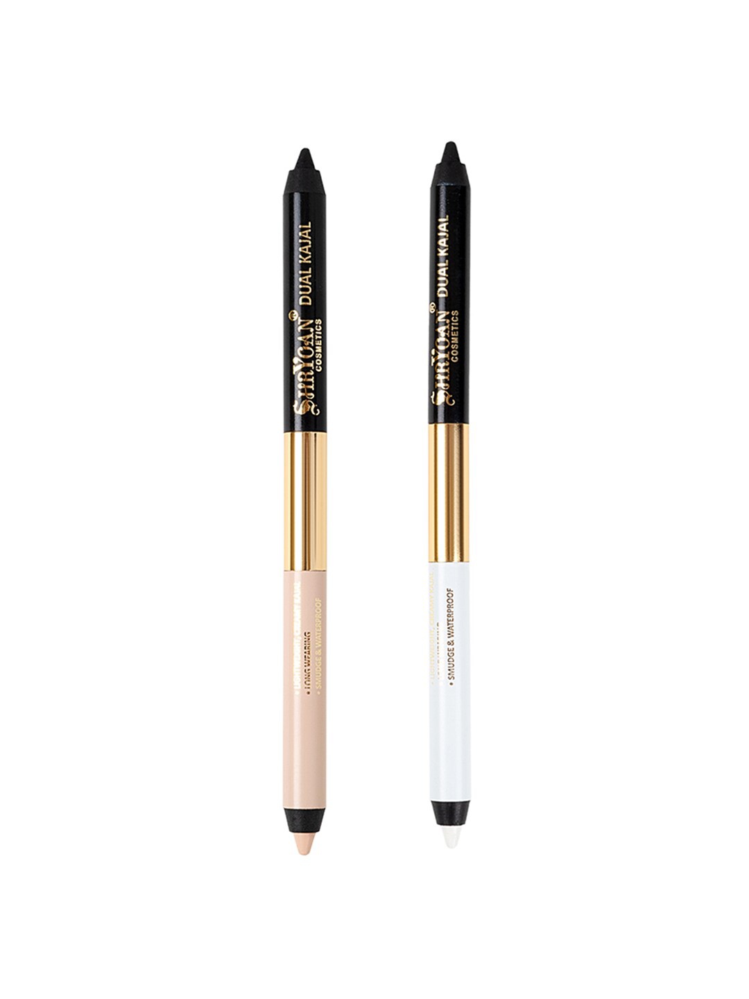

SHRYOAN Set Of 2 Waterproof Dual Eye Kajal Pencil With Sharpener - White-Beige