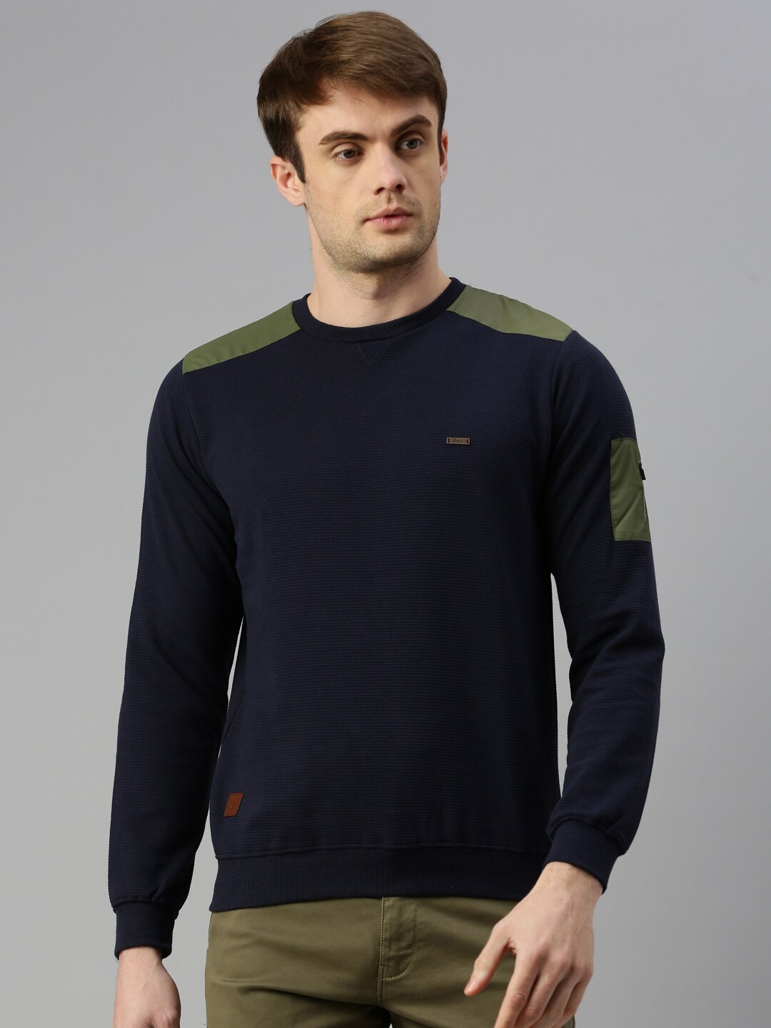 

ZEDD Long Sleeves Cotton Pullover Sweatshirt, Navy blue