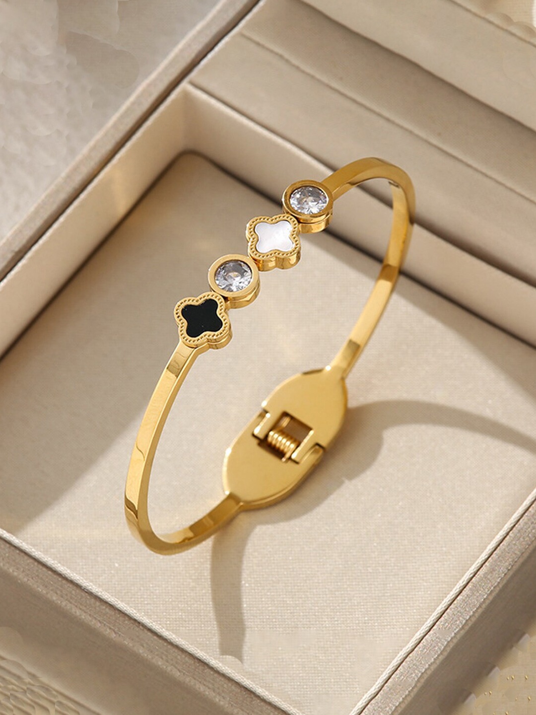 

Jewels Galaxy Gold-Plated Mother of Pearl Cuff Bracelet