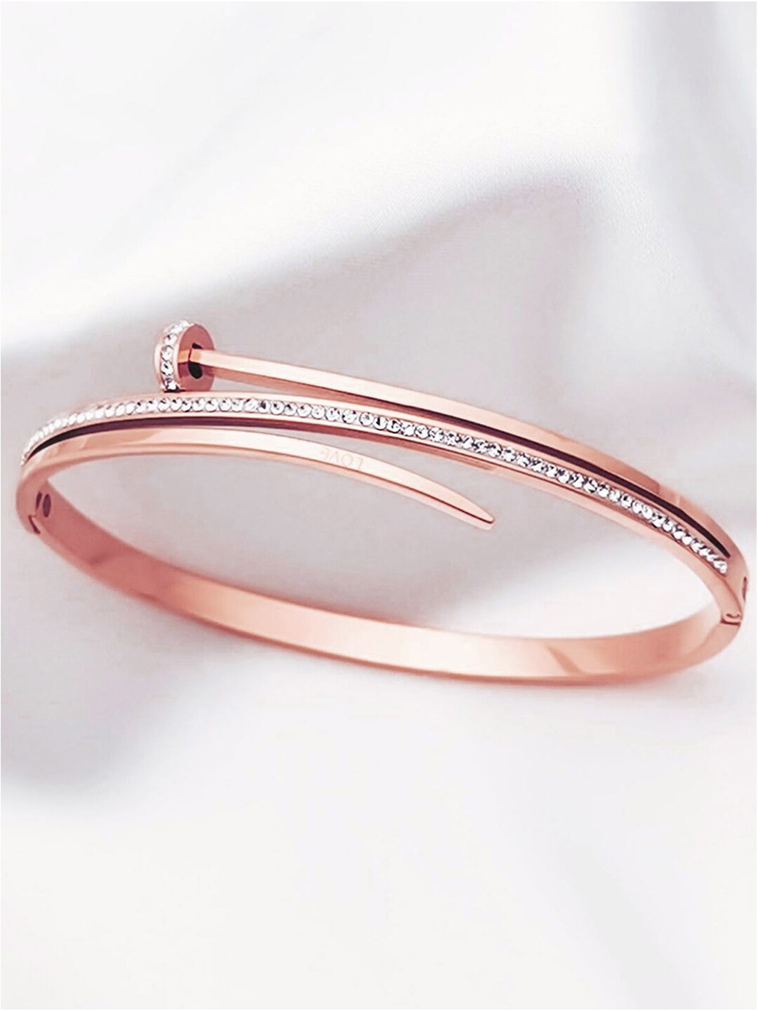 

Jewels Galaxy Rose Gold-Plated American Diamond Cuff Bracelet
