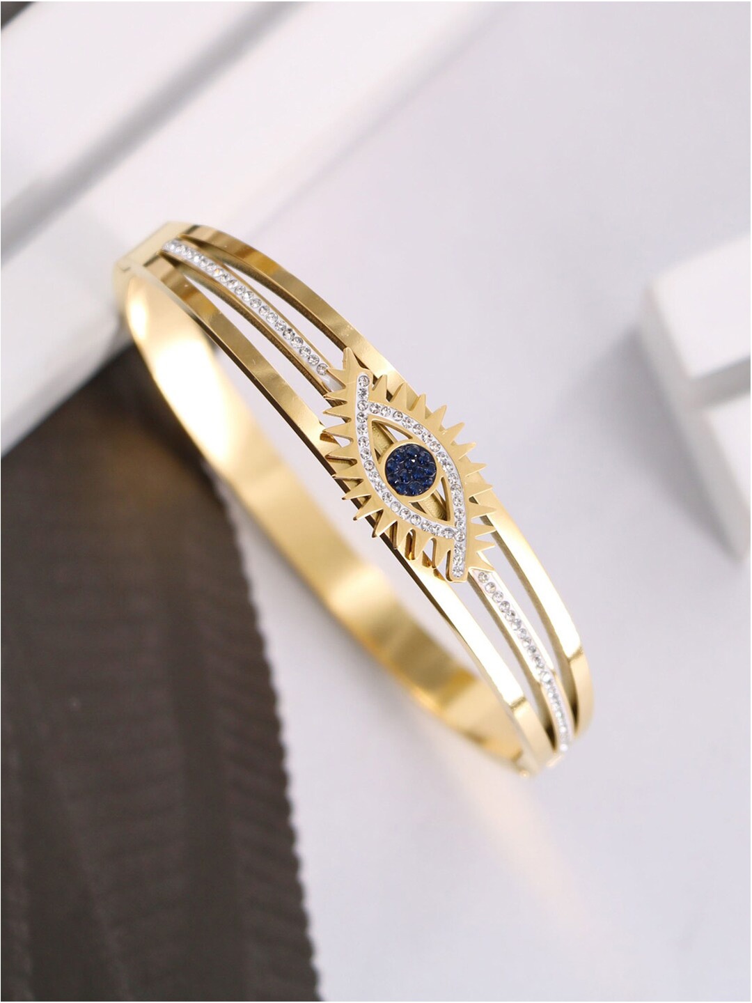 

Jewels Galaxy Gold-Plated American Diamond Cuff Bracelet