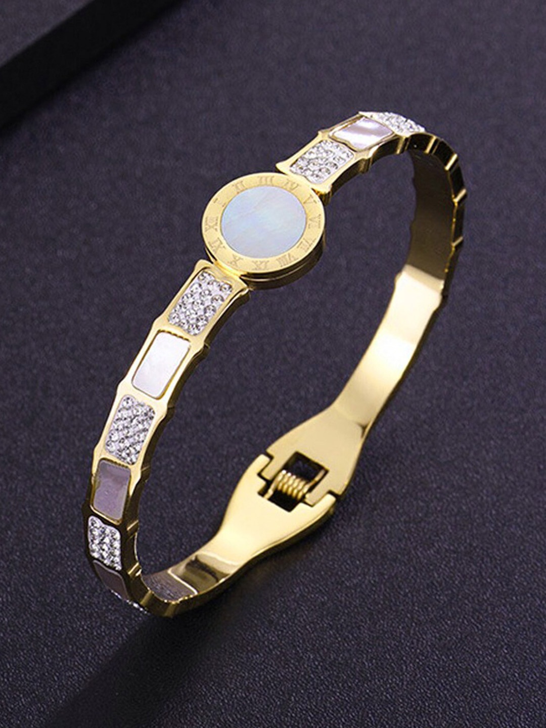 

Jewels Galaxy Mother of Pearl Gold-Plated Cuff Bracelet