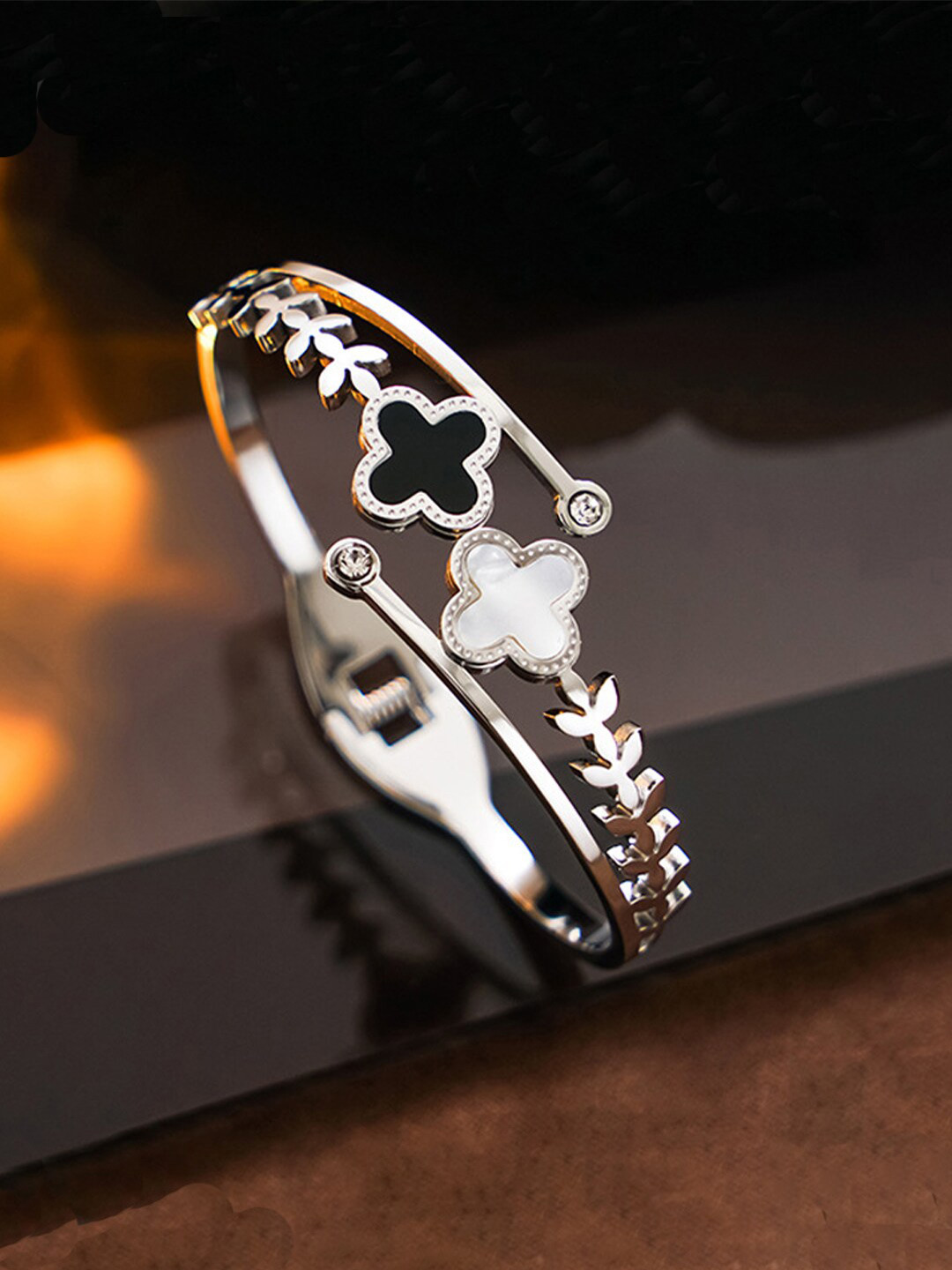 

Jewels Galaxy Mother of Pearl Silver-Plated Cuff Bracelet