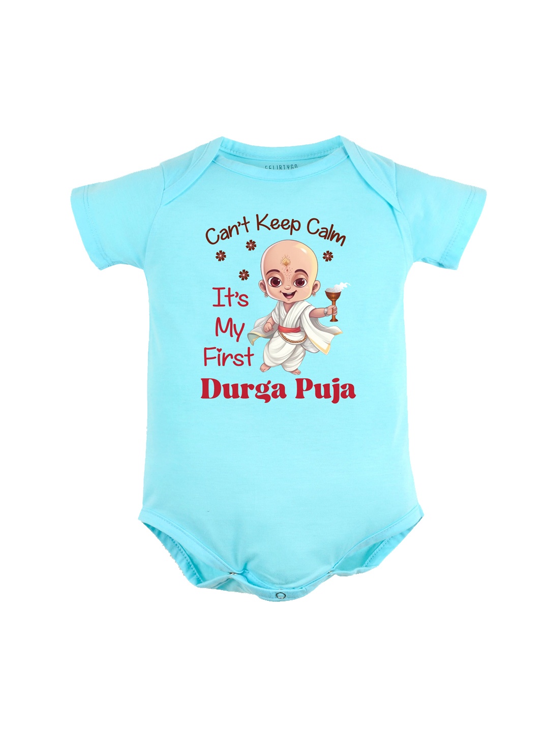

FFLIRTYGO Infants Printed Pure Cotton Bodysuit, Turquoise blue