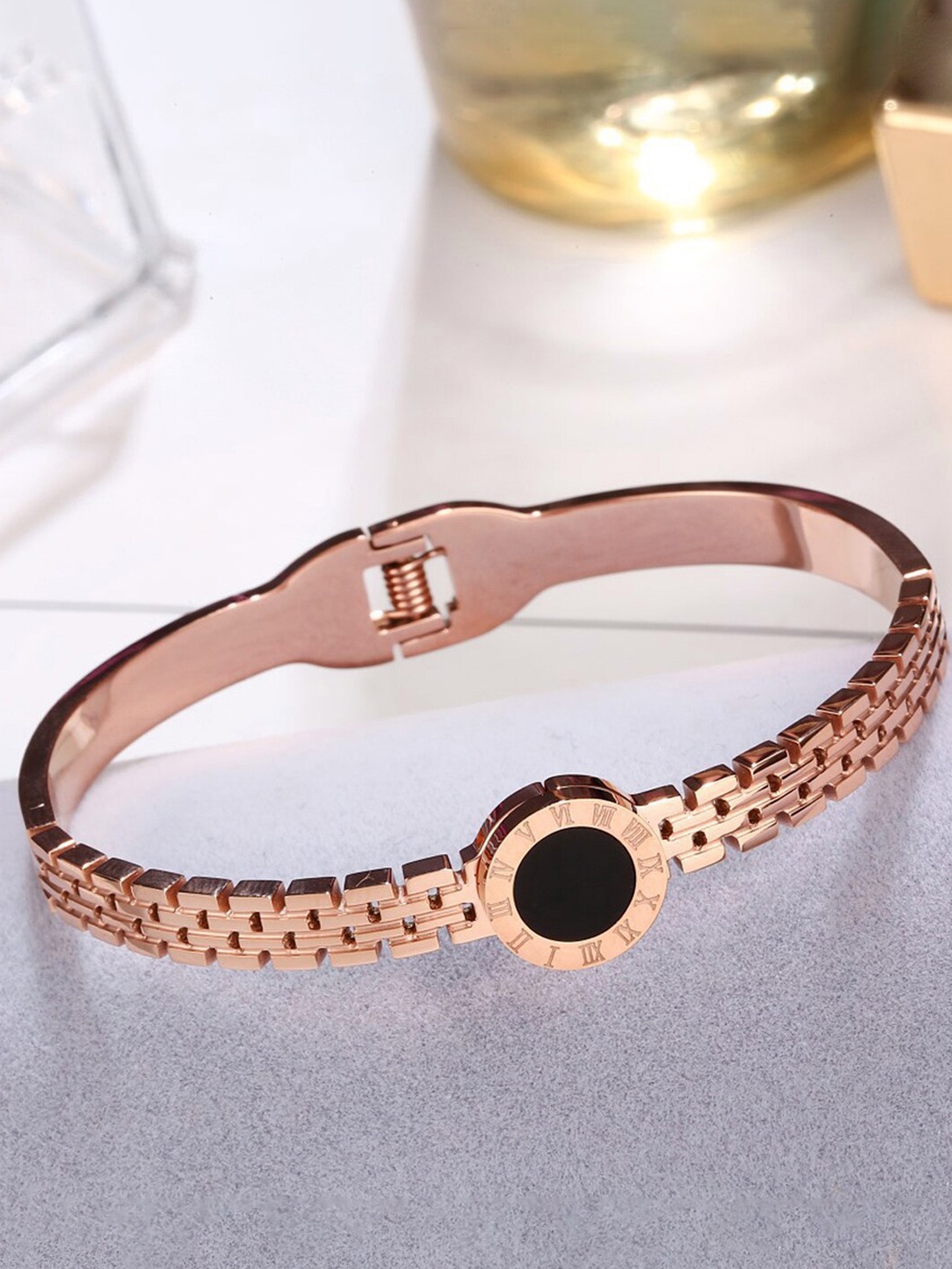 

Designs & You Stainless Steel Rose Gold-Plated Bangle-Style Bracelet