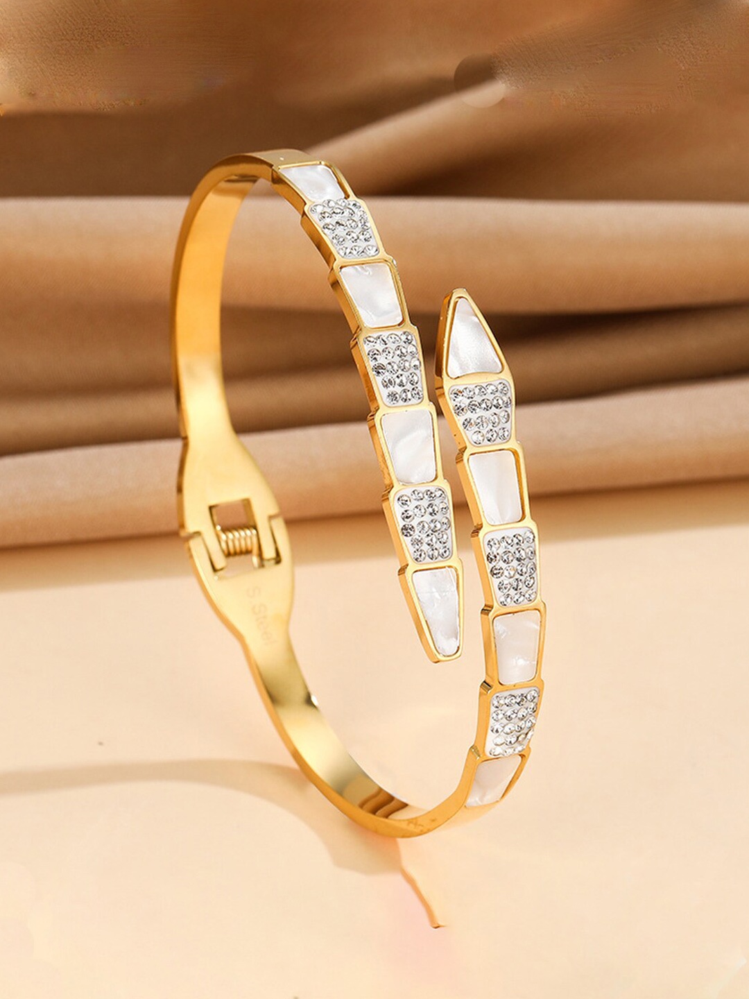 

Designs & You Mother of Pearl Gold-Plated Cuff Bracelet