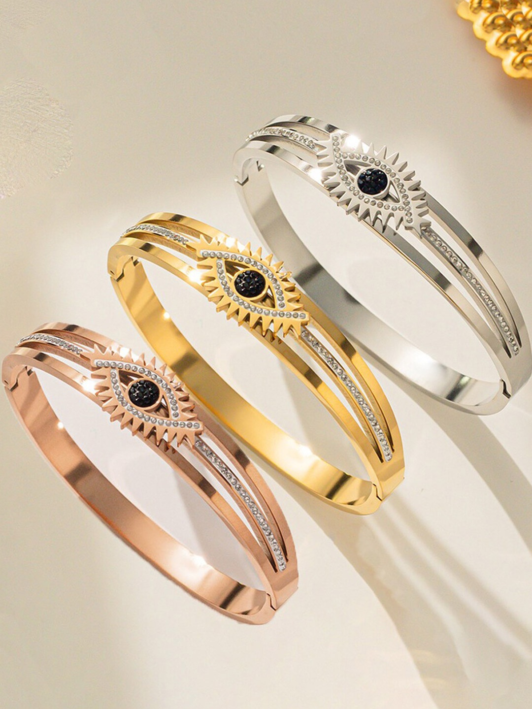 

Designs & You Set of 3 Gold American Diamond Bangle-Style Bracelet