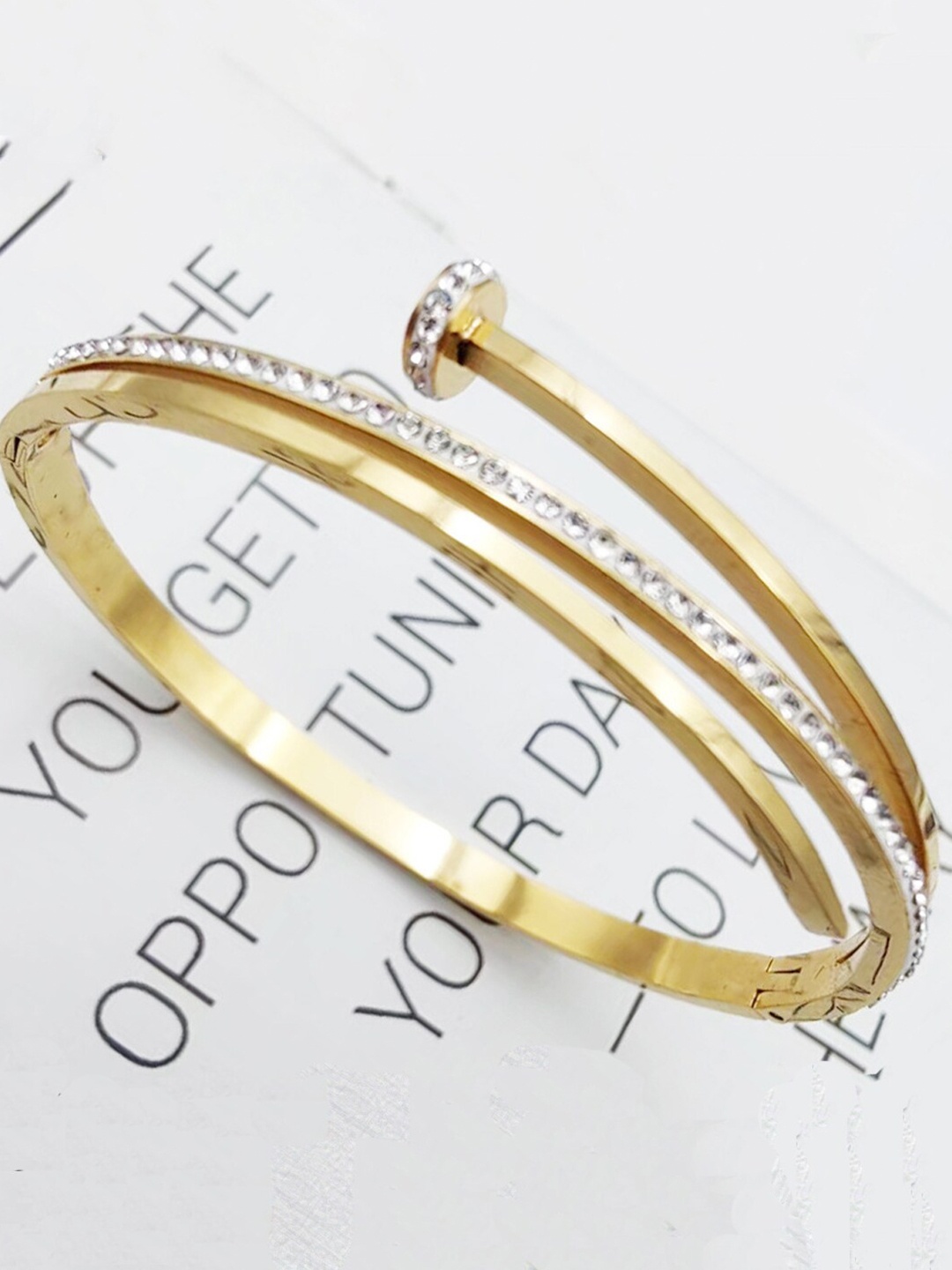 

Designs & You American Diamond Gold-Plated Cuff Bracelet