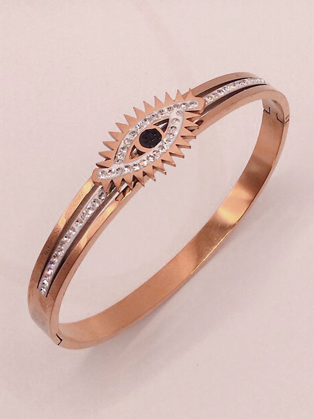 

Designs & You American Diamond Rose Gold-Plated Bangle-Style Bracelet