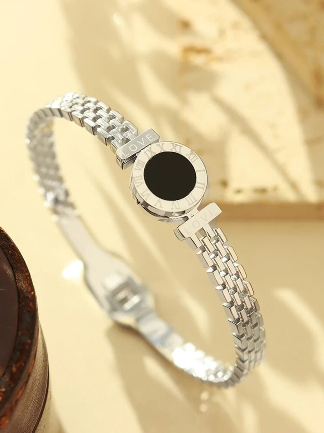 

Designs & You Stainless Steel Silver-Plated Bangle-Style Bracelet