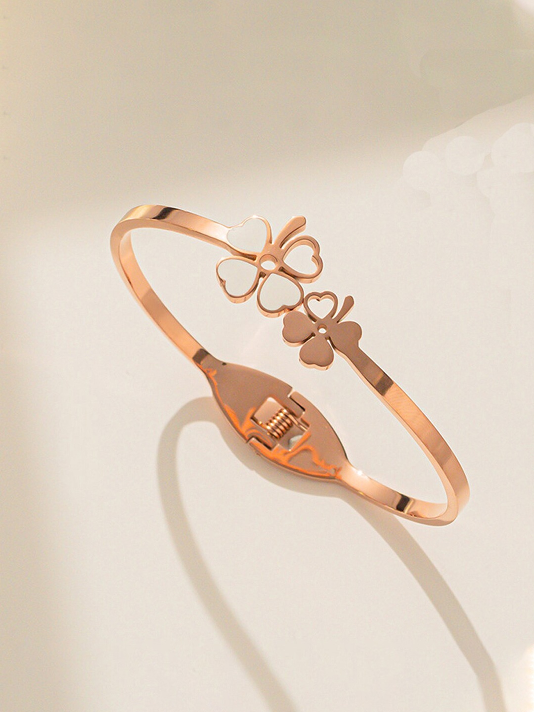 

Designs & You Mother of Pearl Rose Gold-Plated Stainless Steel Bangle-Style Bracelet