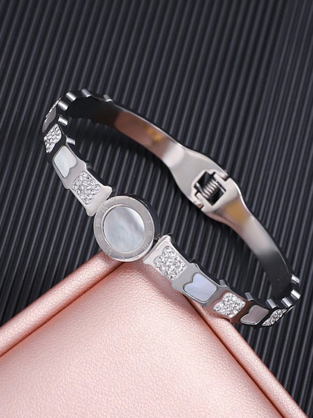 

Designs & You Mother of Pearl Silver-Plated Bangle-Style Bracelet