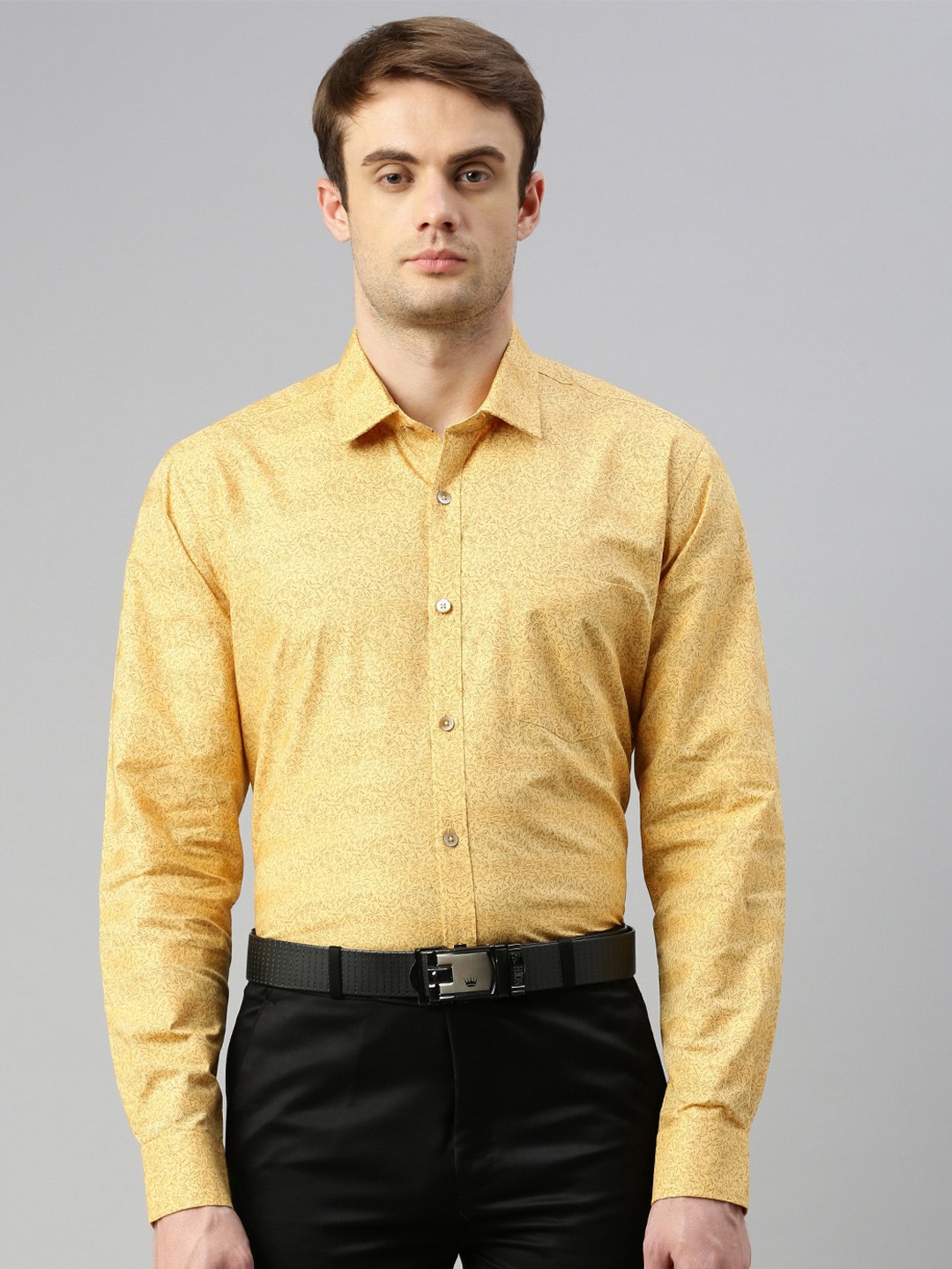 

ZEDD Micro Ditsy Printed Opaque Cotton Formal Shirt, Yellow