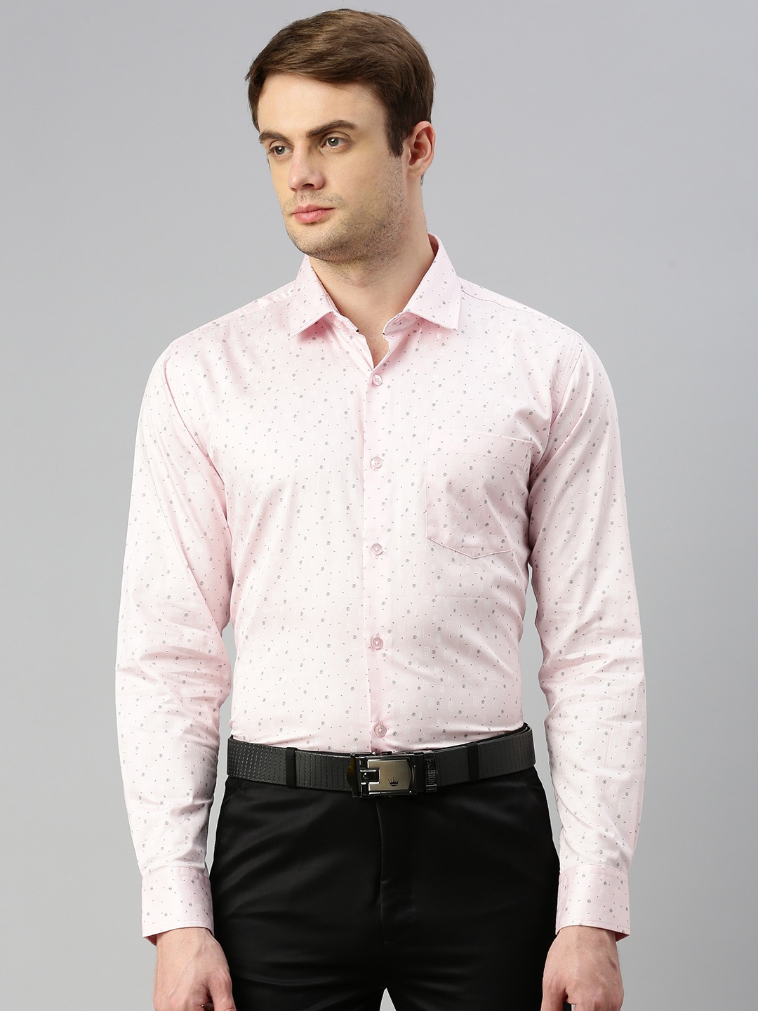

ZEDD Micro Ditsy Printed Cotton Formal Shirt, Pink