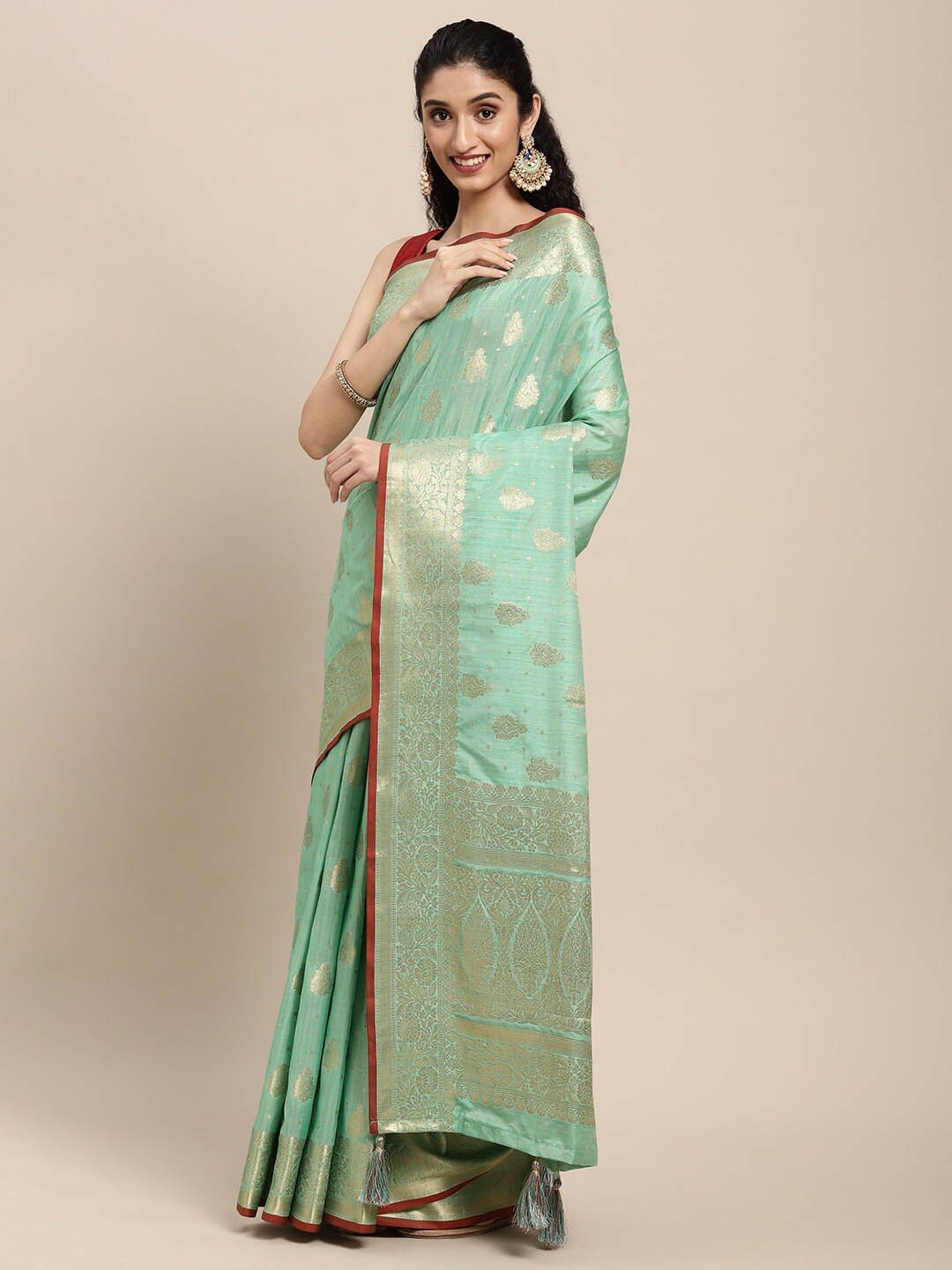 

Mitera Woven Design Zari Banarasi Saree, Blue