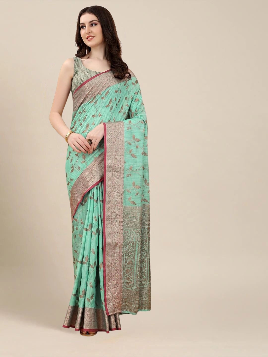 

Mitera Ethnic Motifs Woven Design Zari Silk Blend Banarasi Saree, Blue