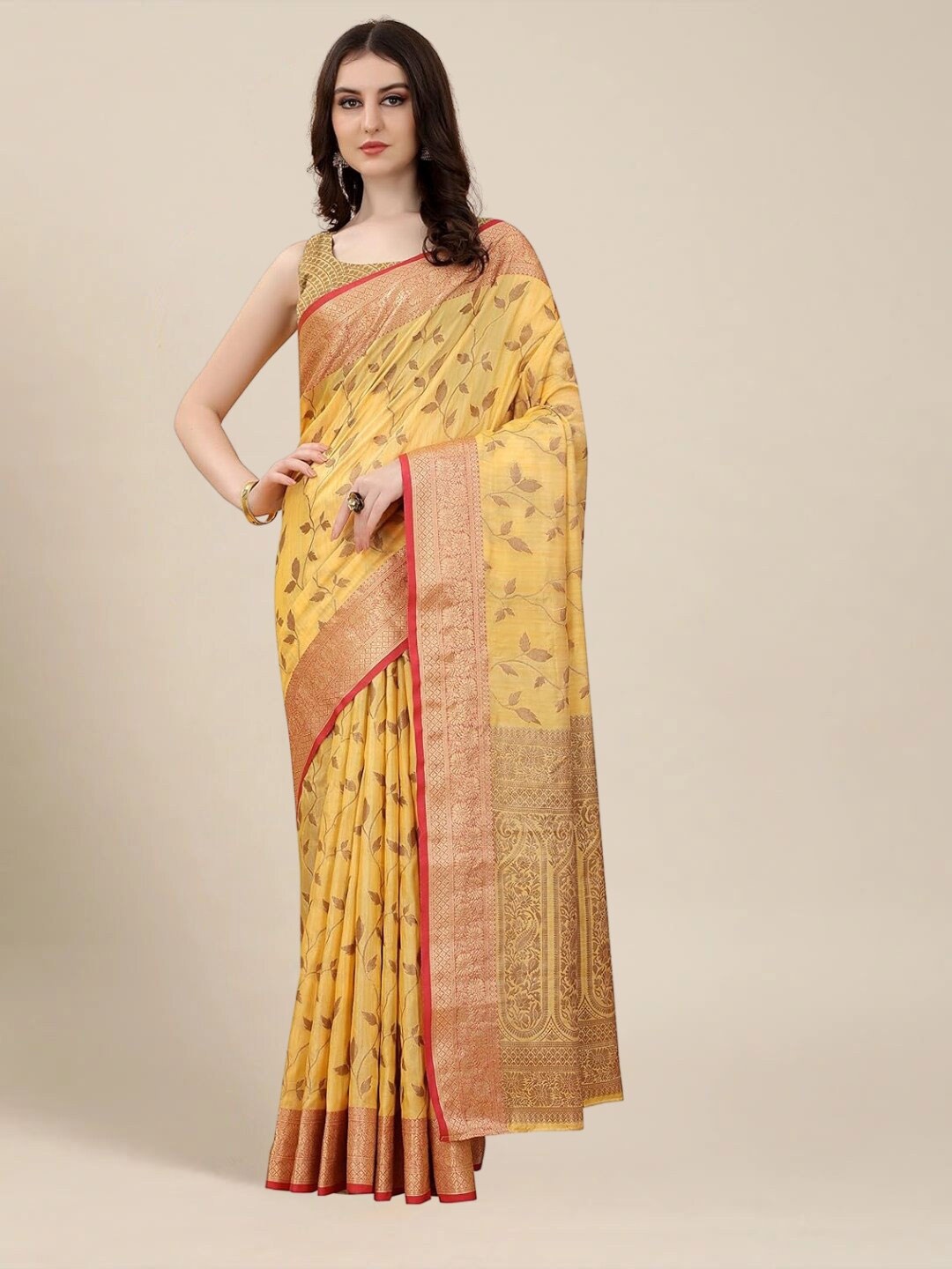 

Mitera Woven Design Zari Banarasi Saree, Mustard