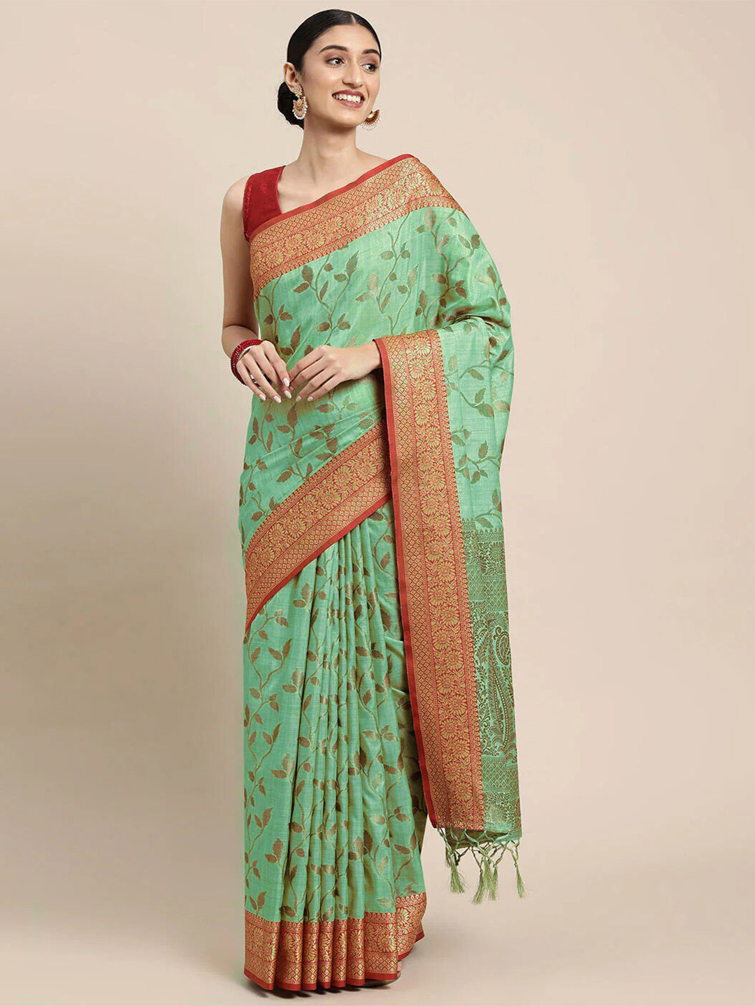 

Mitera Ethnic Motifs Woven Design Zari Banarasi Saree, Blue