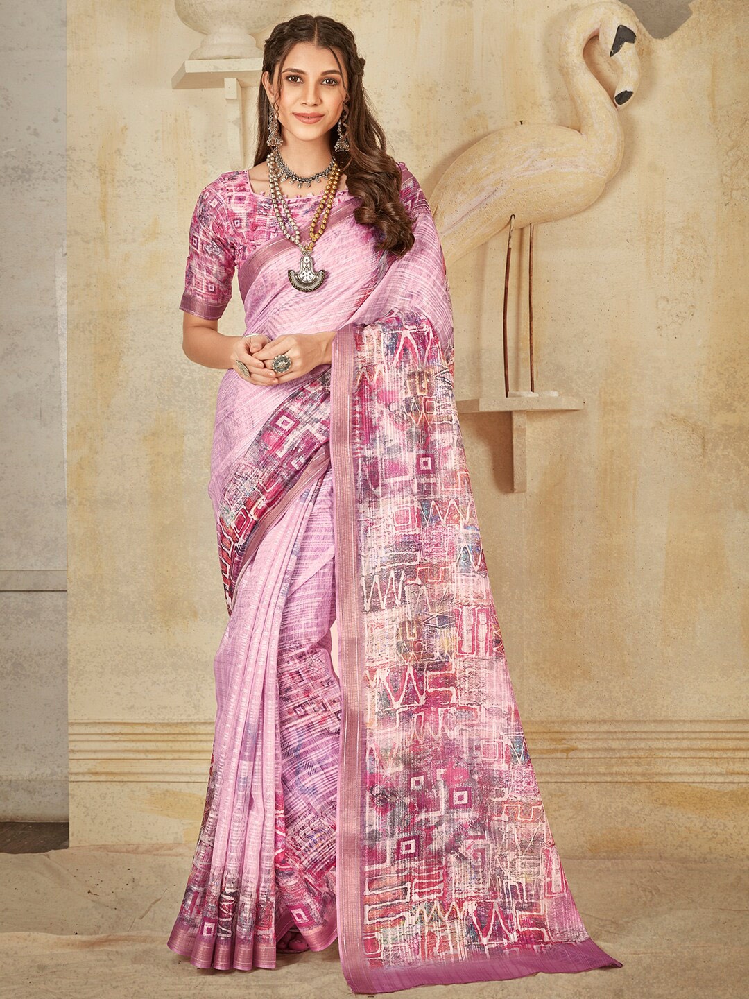 

Anouk Abstract Printed Zari Pure Silk Banarasi Saree, Mauve