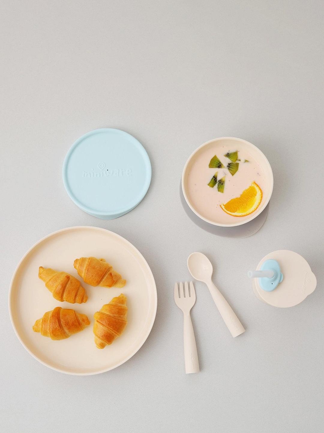 

Miniware Kids Peach & Blue Feeding Plates Set