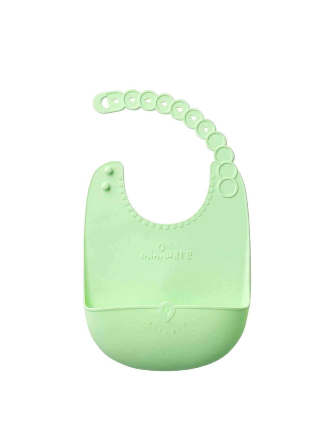 

Miniware Kids Silibib Roll & Lock Silicone Bib, Green