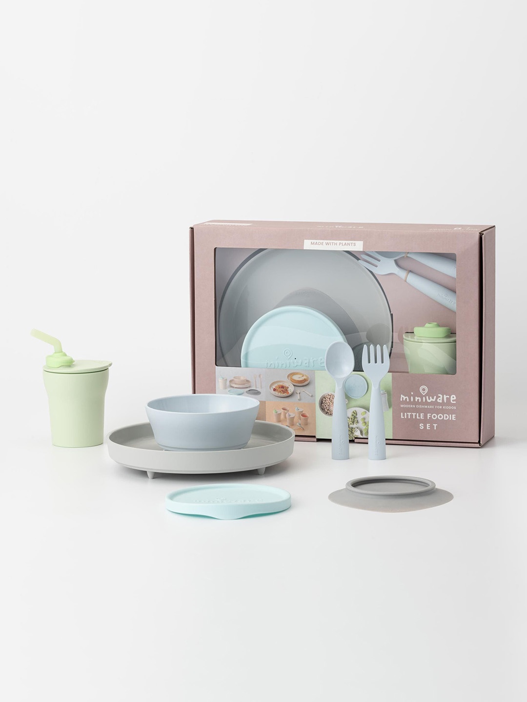 

Miniware Blue & Green 10 Pieces Melamine All-In-One Feeding Set