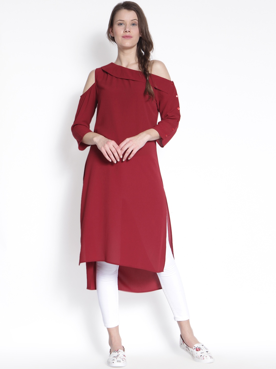 

RARE ROOTS Maroon Solid Tunic