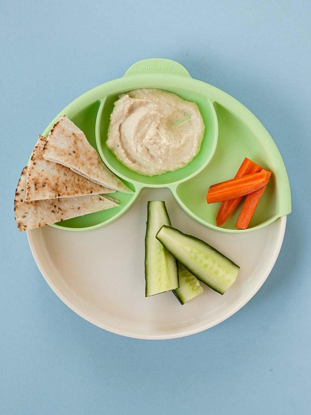 

Miniware Kids Healthy Meal Suction Plate With Dividers, Green