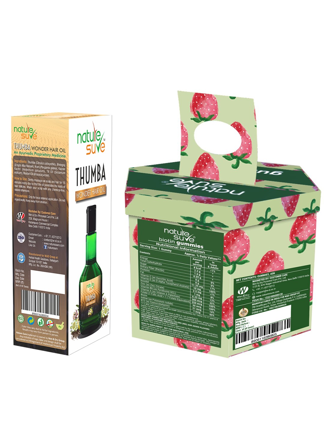 

Nature Sure Thumba Wonder Hair Oil 110ml & 45 Biotin Gummies, Multi