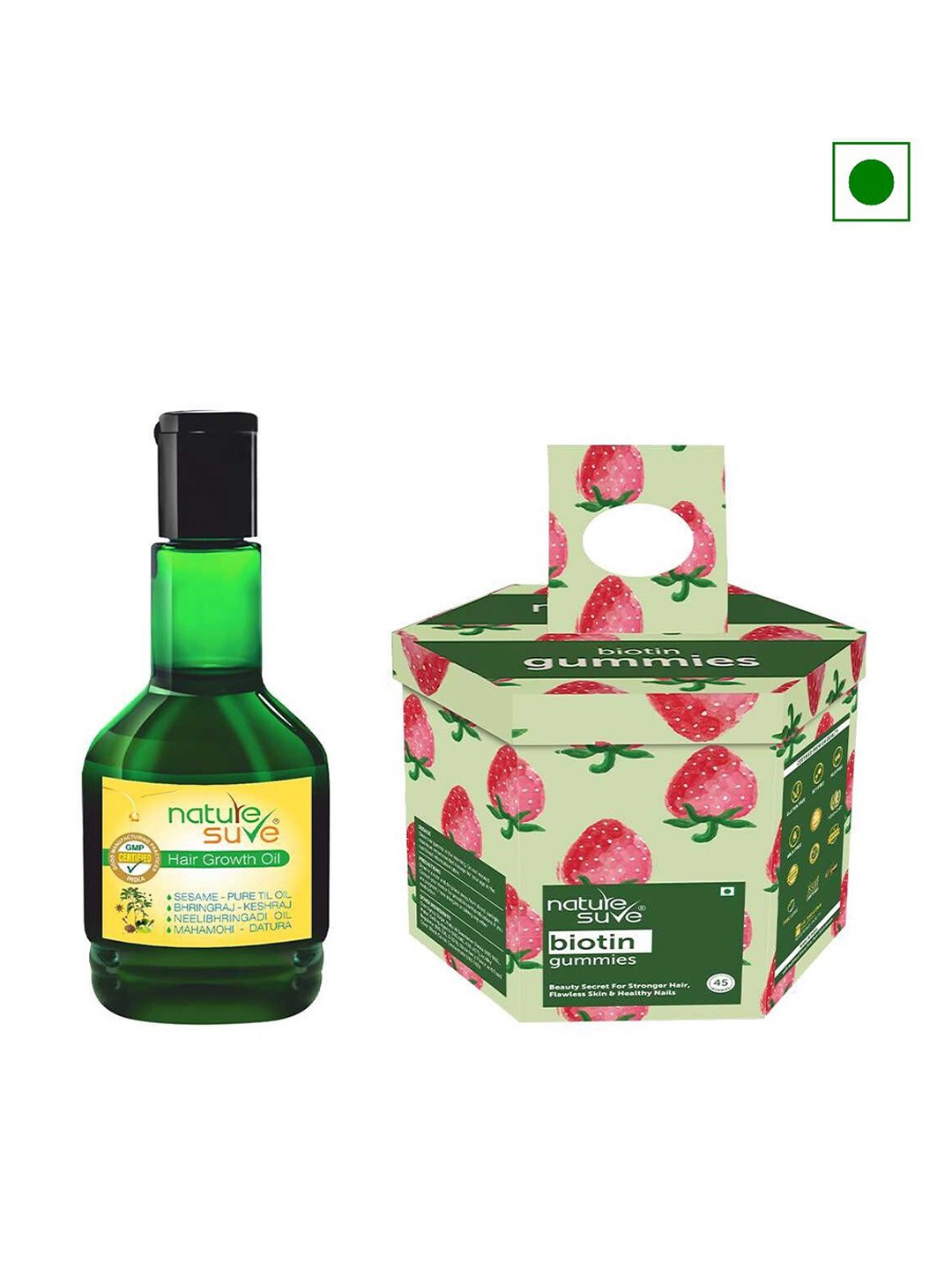 

Nature Sure Hair Growth Oil - 110 ml & Biotin Gummies - 45N, Multi