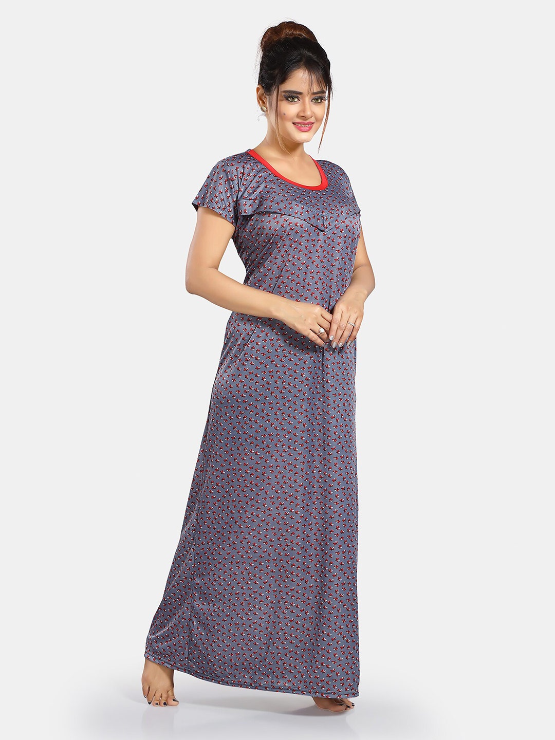 

Be You Conversational Printed Maternity Satin Maxi Nightdress, Blue