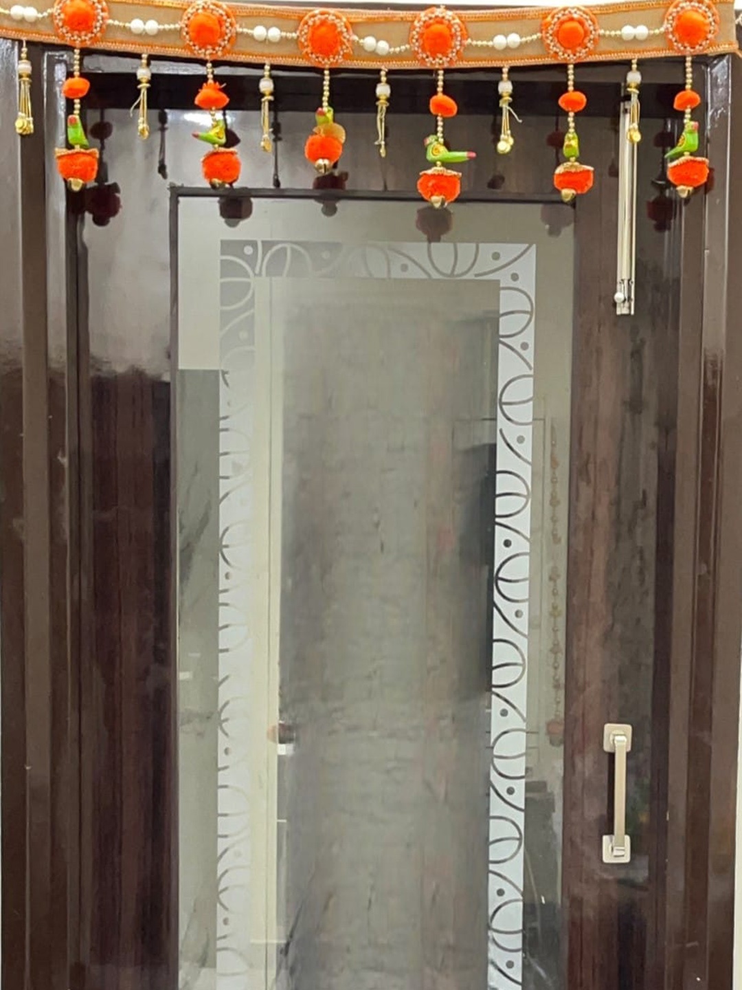 

Akaar Orange Floral Jute Festive Decor Toran
